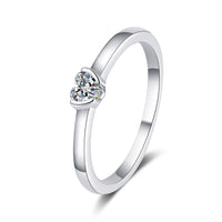 Moissanite Solitaire Heart Ring, Small Diamond Band Ring-RM065