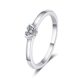 Moissanite Solitaire Heart Ring, Small Diamond Band Ring-RM065