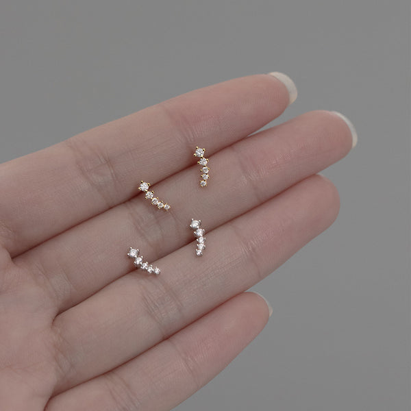 Graduated CZ Diamonds Stud Earrings-ECZ027