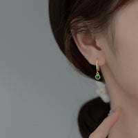 Emerald Round Drop Hook Earrings - EOS016
