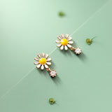 Daisy Flower Silver Stud Earrings rose gold