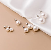Solitaire Pearl Stud Earrings-SS083