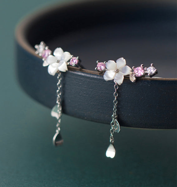 Pink Flower Crawler Earrings -EOS012