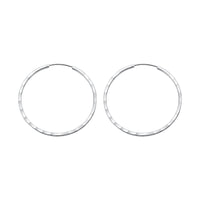 Silver Diamond Cut Big Hoop Earrings-SH067
