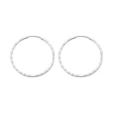 Silver Diamond Cut Big Hoop Earrings-SH067
