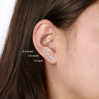 Moissanite Diamonds Studs Earrings; Classic Solitaire Six Prongs Studs, Screw Backs Earrings-EM017