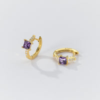 Square Stone Huggie earrings-SH069