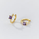 Square Stone Huggie earrings-SH069