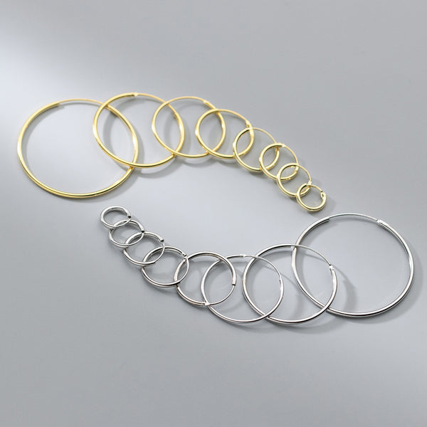 Thin Small Medium Big Hoop Earrings-SH022