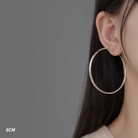 Silver Diamond Cut Big Hoop Earrings-SH067