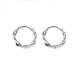 Solid Silver Twist Huggies Hoop earrings-SH047
