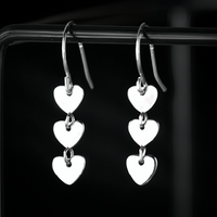 Polished Heart Dangle Earrings with Hook – SS040