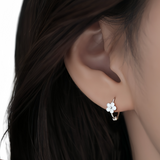 Flower Small Hoop Huggie Earrings-SH028