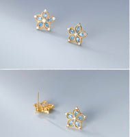 Flower stud earrings back front view