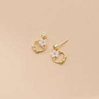 Holiday gift for women Flower Wreath Gold Studs Earrings