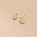 Holiday gift for women Flower Wreath Gold Studs Earrings