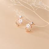Holiday gift for women Flower Wreath Studs Earrings Rose gold