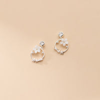 Holiday gift for women Flower Wreath Silver Studs Earrings