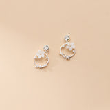 Holiday gift for women Flower Wreath Silver Studs Earrings