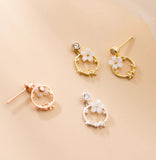 Holiday gift for women Flower Wreath Studs Earrings three colors