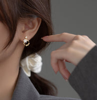 Holiday gift for women Flower Wreath gold Studs Earrings modeling