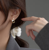 Holiday gift for women Flower Wreath gold Studs Earrings modeling