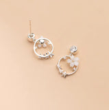 Holiday gift for women Flower Wreath Studs Earrings back view 