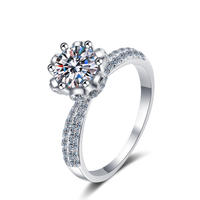 Moissanite 6 Prongs Round Cut Engagement Ring|Crown Diamond Solitaire Ring-RM040