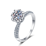 Moissanite 6 Prongs Round Cut Engagement Ring|Crown Diamond Solitaire Ring-RM040