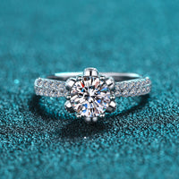 Moissanite 6 Prongs Round Cut Engagement Ring|Crown Diamond Solitaire Ring-RM040