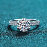 Moissanite 6 Prongs Round Cut Engagement Ring|Crown Diamond Solitaire Ring-RM040