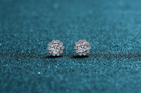 Flower Solitaire Stud Moissanite, Solid Silver Earrings-EM028