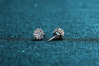 Flower Solitaire Stud Moissanite, Solid Silver Earrings-EM028
