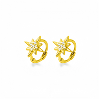 Dainty Star Huggie Hoop Earrings in 925 Sterling Silver, Gold or Silver Finish - SH031