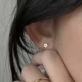 Small Flower Screw Back Stud Earrings in Sterling Silver - ESB020