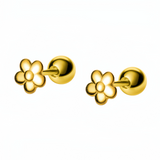 Small Flower Screw Back Stud Earrings in Sterling Silver - ESB020