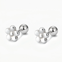 Small Flower Screw Back Stud Earrings in Sterling Silver - ESB020