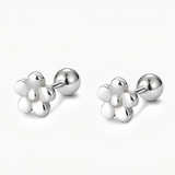 Small Flower Screw Back Stud Earrings in Sterling Silver - ESB020