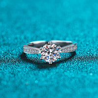 Moissanite Engagement Ring-6 Prongs Solitaire Ring-RM027