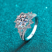 Moissanite Diamond ring for women stand front, engagement ring for chubby fingers