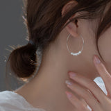 Pearl hoop earrings Silver modeling