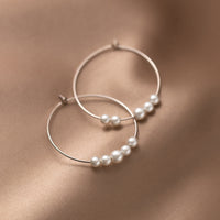 Pearl hoop earrings Silver 2