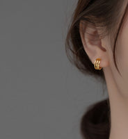 Silver Earrings Hoops, gold on modeling