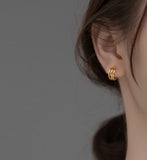 Silver Earrings Hoops, gold on modeling