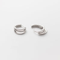 Silver Earrings Hoops, silver pair, open closure view