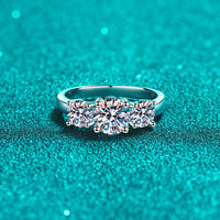 Three stones Moissanite engagement ring front view