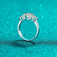 Three stones Moissanite engagement ring Side view
