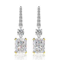 Yellow Canary Simulated Diamonds Earrings-Radiant Cut Rectangle Lab Diamonds