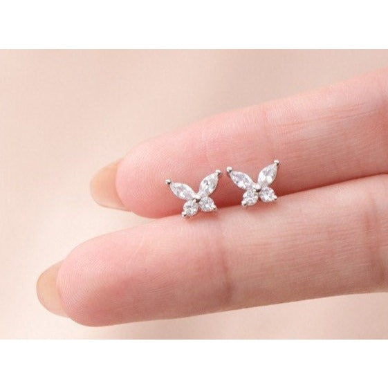 Crystal CZ Butterfly stud Earrings-ECZ022