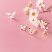 Crystal CZ Butterfly stud Earrings
